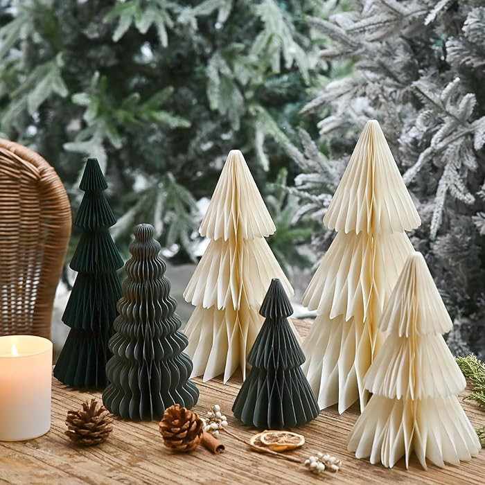 6 Pcs Honeycomb Christmas Tree, 3D Paper Trees Table Centerpiece, 6-12 Inches Christmas Tree Home... | Amazon (US)