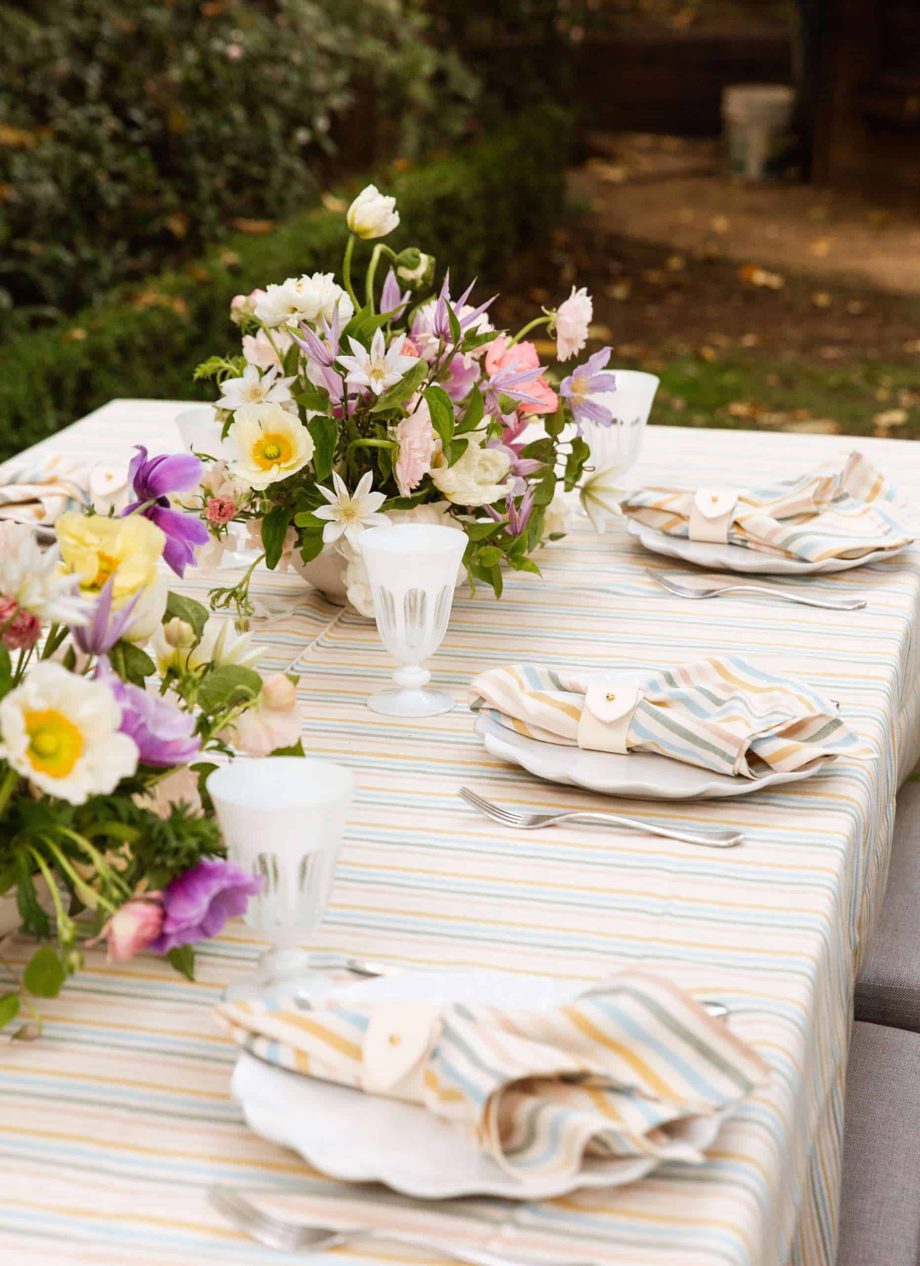 Multi Stripe Spring Pastel Tablecloth | Meri Meri