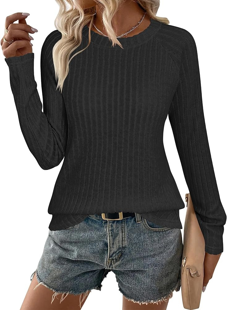 ANRABESS Womens Long Sleeve Shirts 2025 Fall Lightweight Sweater Tunic Tops Crewneck Casual Loose... | Amazon (US)