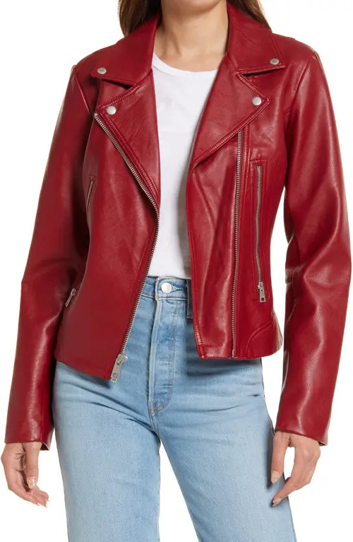 levi's Women's Faux Leather Moto Jacket in Deep Red at Nordstrom, Size X-Large | Nordstrom