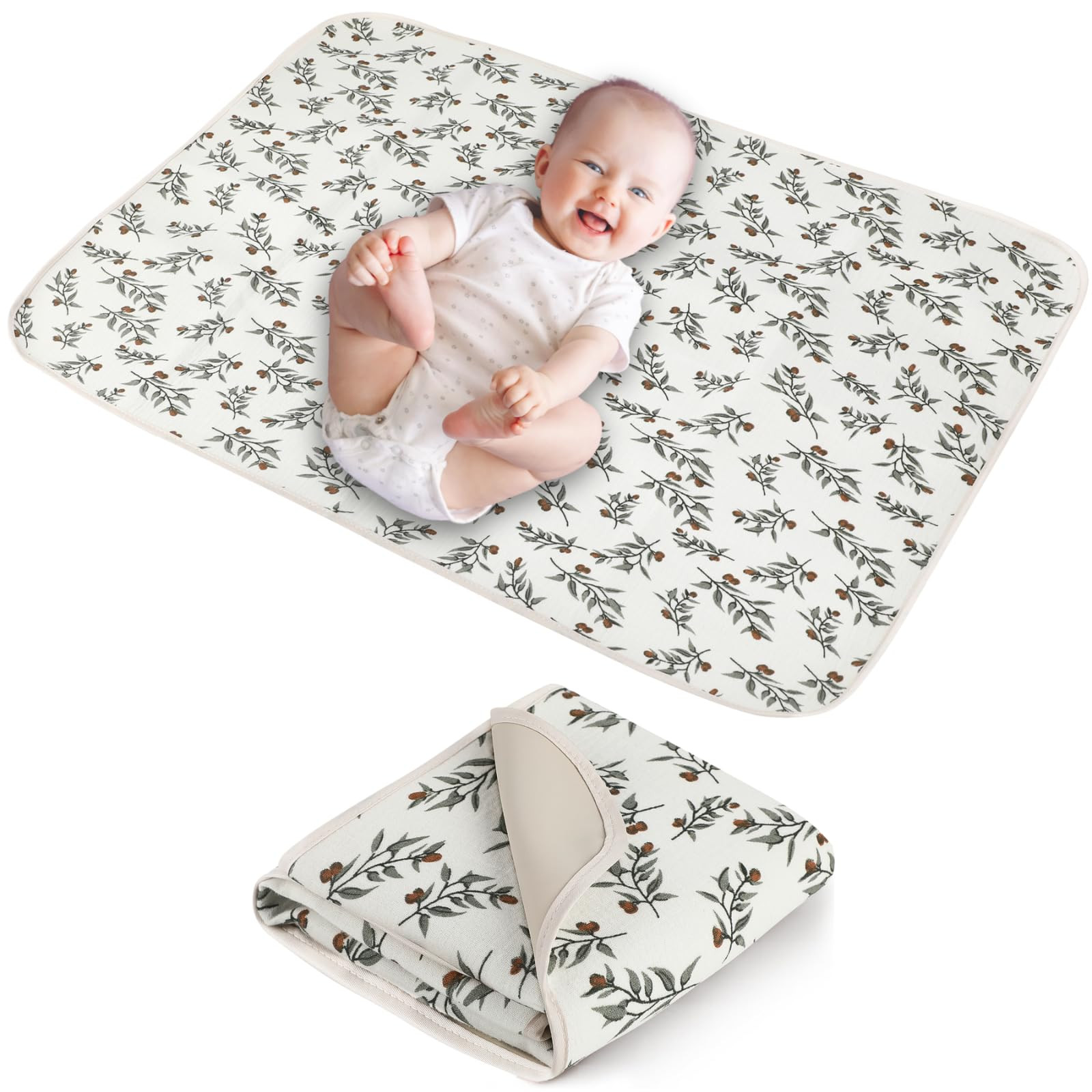 Baby Diaper Changing Pad, 19.7"x25.6" Waterproof Changing Pad Liners with 100% Muslin Cotton Fron... | Amazon (US)