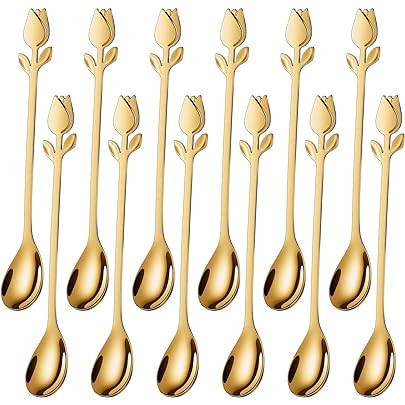 SGVRPVZ 6-Inch Tulip Handle Small Coffee Spoons, 12PCS Stainless St… | Amazon (US)