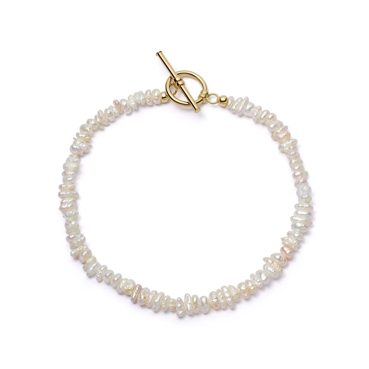 Polly Beach Pearl T Bar Bracelet 18ct Gold Plate | Daisy London Jewellery