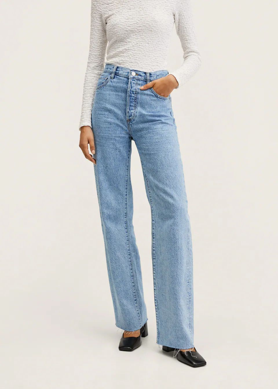 Jeans wideleg high rise | MANGO (UK)