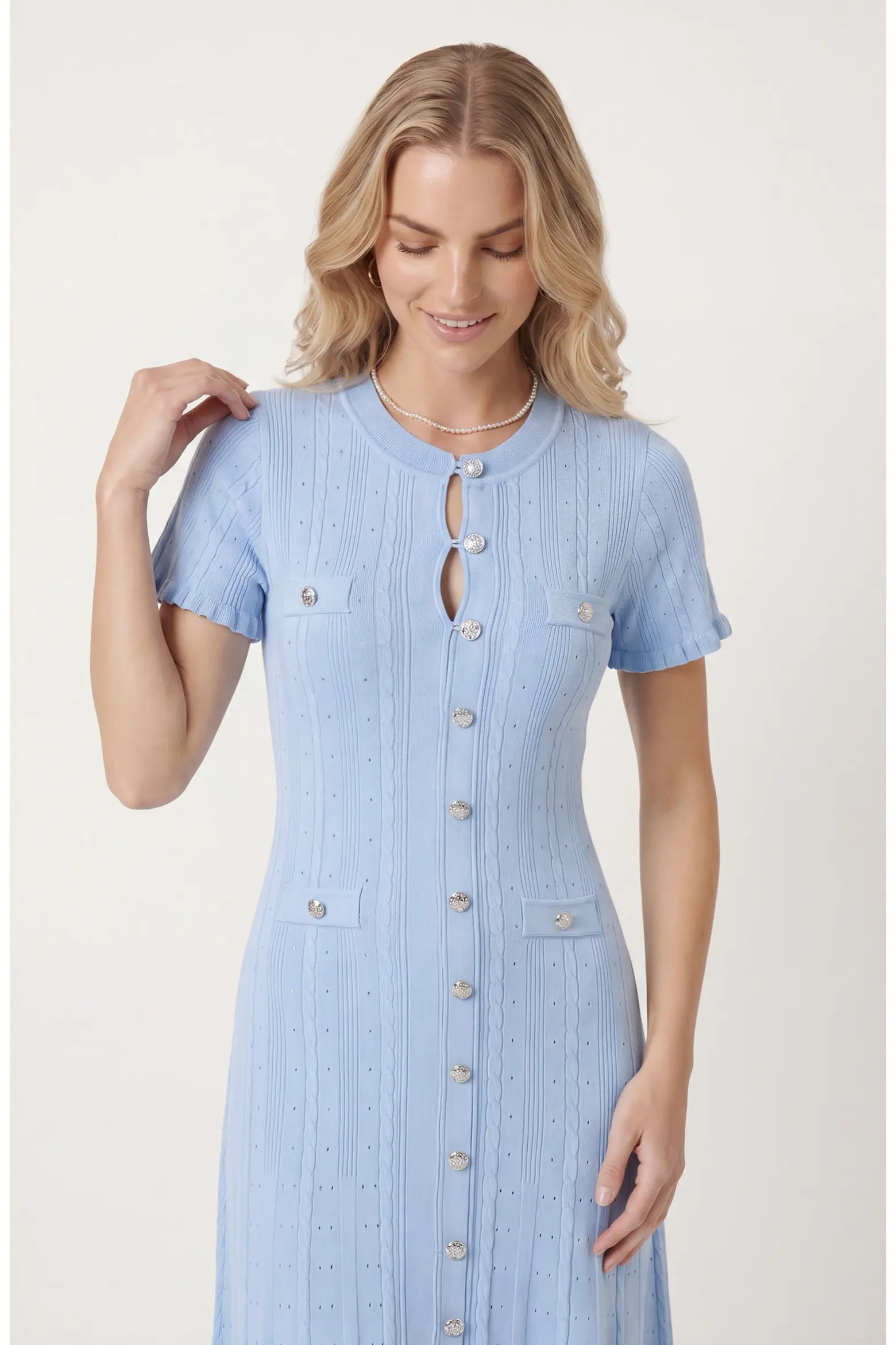Button Front Knit Short Sleeve Midi Dress (Women) | Nordstrom | Nordstrom