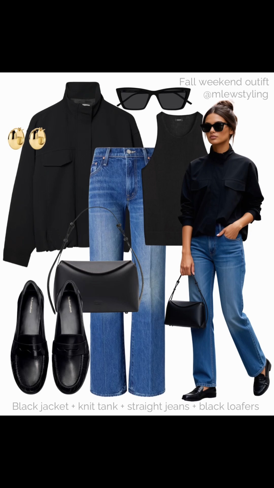 Black jacket + knit tank + straight leg jeans + black loafers 〰️

Tags: early autumn outfit, Aritzia funnel neck jacket, citizens of humanity denim, reformation loafers, freja nyc bag, fall weekend outfit

#LTKfall #LTKworkwear #LTKshoes