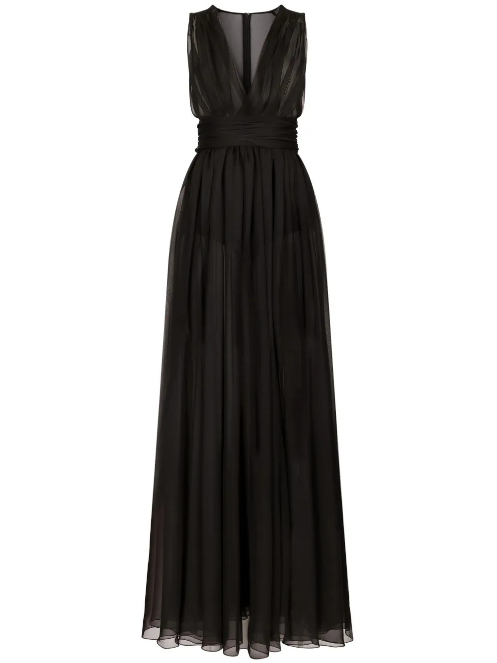 Dolce & Gabbana Pleated semi-sheer Gown | Black | FARFETCH UK | Farfetch Global