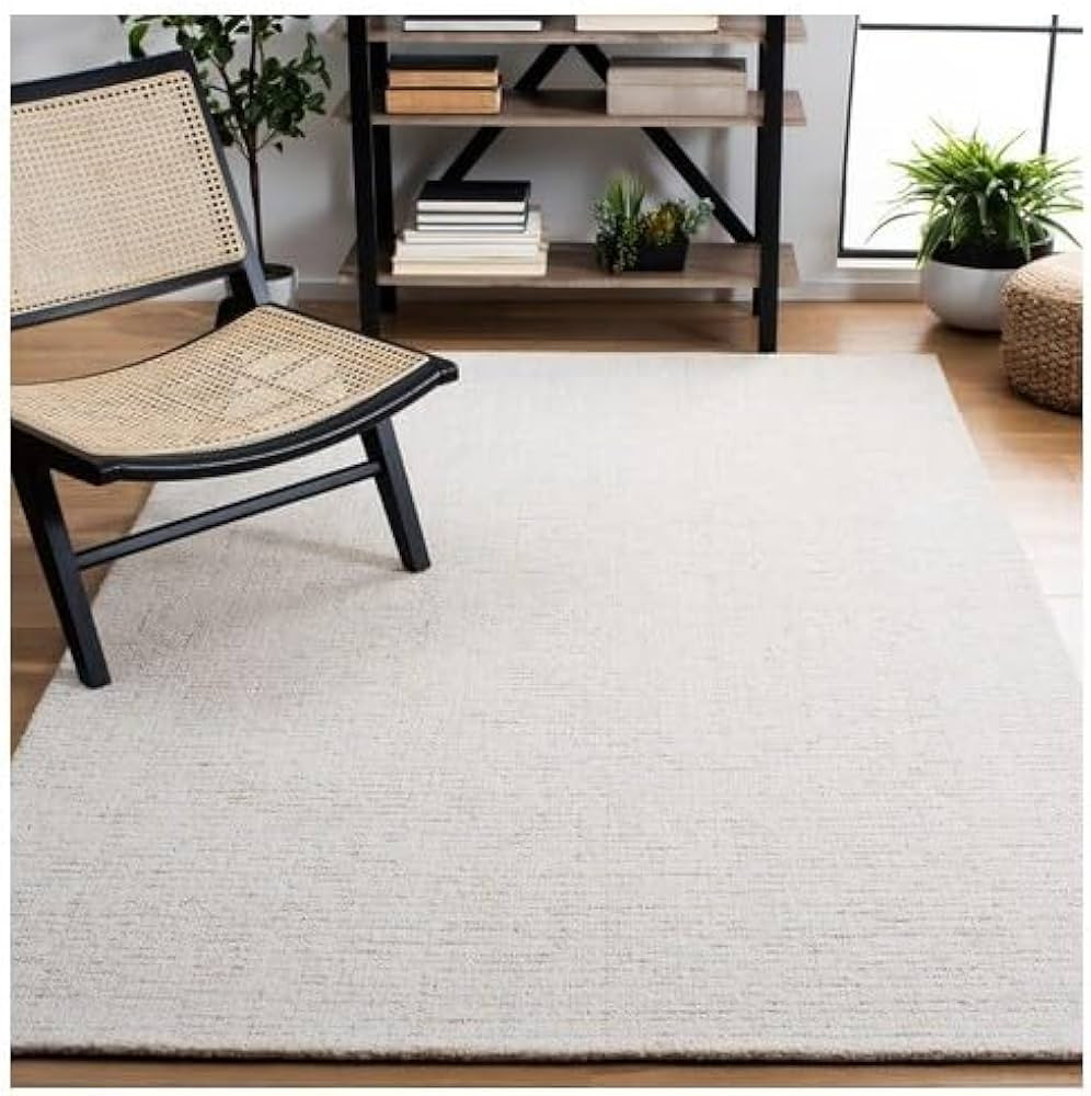 SAFAVIEH Abstract Collection Area Rug - 9' x 12', Ivory & Beige, Handmade Wool, Ideal for High Traffic Areas in Living Room, Bedroom (ABT468E) | Amazon (US)