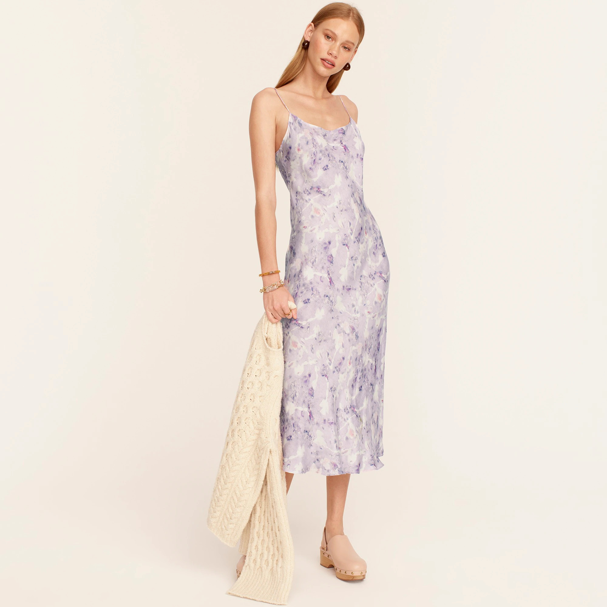 Flora Obscura X J.Crew eco cupro slip dress in lavender fields | J. Crew US