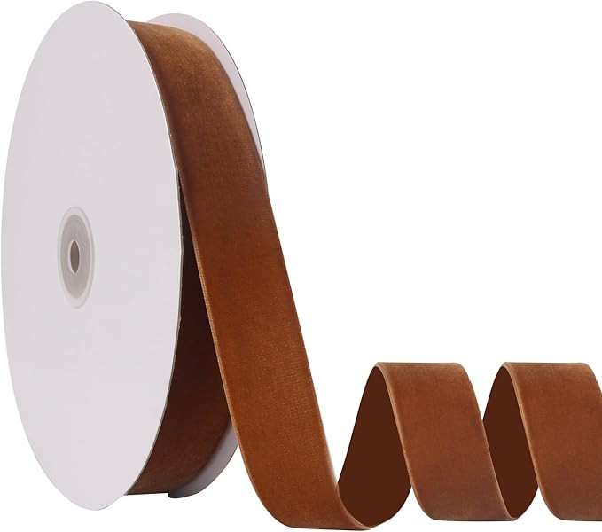 1" X 20 Yards Khaki Velvet Ribbon for Christmas Tree Wreath Decoration Handmade Crafts Ornaments ... | Amazon (US)