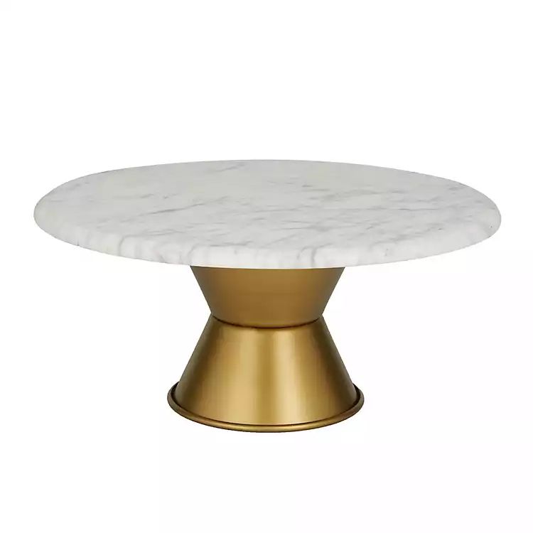 Marbled White and Gold Cake Stand, 14 in. | Kirkland's Home