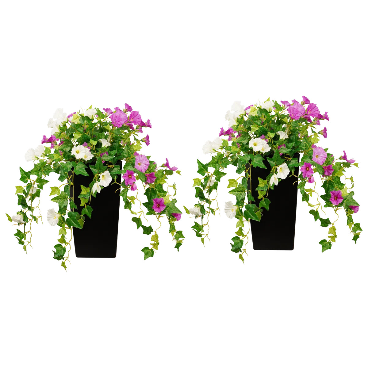 2 Pack Artificial Morning Glory Silk Flowers With Black Pot,Uv Resistant Realistic Fake Flowers P... | Wayfair North America