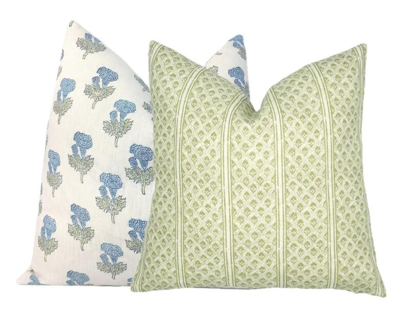 Brynn Soft Green Stripe Linen Pillow Cover | Neutral | Designer | High End | Light Green - Etsy | Etsy (US)