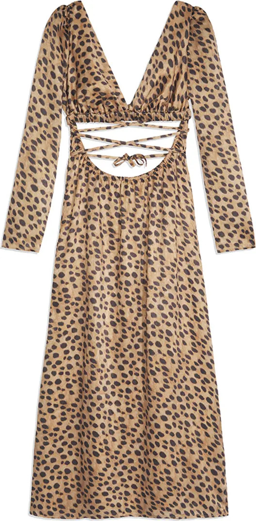 WEWOREWHAT Cutout Satin Animal Print Dress | Nordstrom Rack