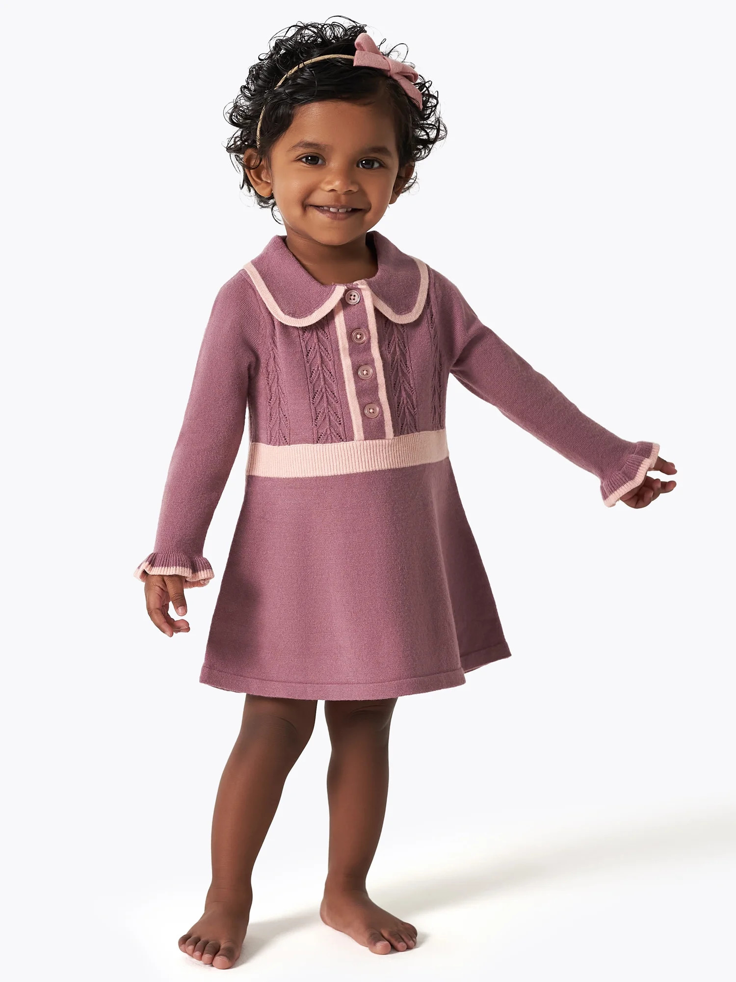Modern Moments by Gerber Baby and Toddler Girl Collar Sweater Dress, Sizes 12 Months - 5T | Walmart (US)
