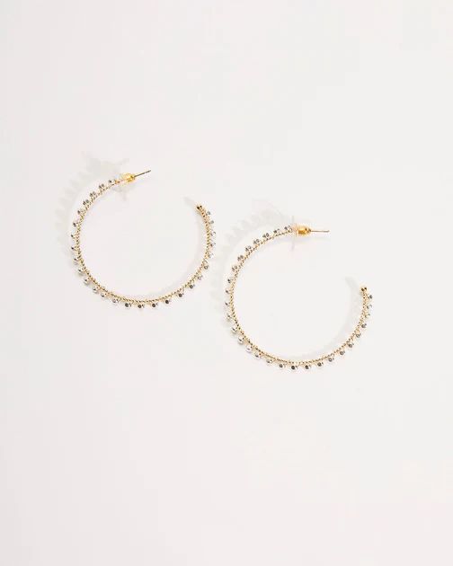 Rafaela Beaded Hoop Earrings - Silver Gold | VICI Collection