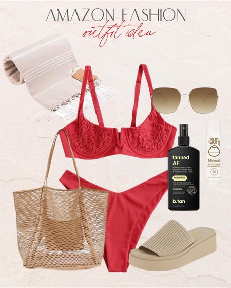 Amazon Pool day outfit idea! Always love a red bikini as a statement piece! #Founditonamazon #amazonfashion #inspire #womensstyle Amazon fashion outfit inspiration spring break bikini 

#LTKSwim #LTKStyleTip #LTKSaleAlert