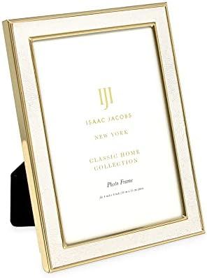 Isaac Jacobs 4x6 White Textured Leather (Vertical & Horizontal) & Gold Metal Picture Frame, with ... | Amazon (US)