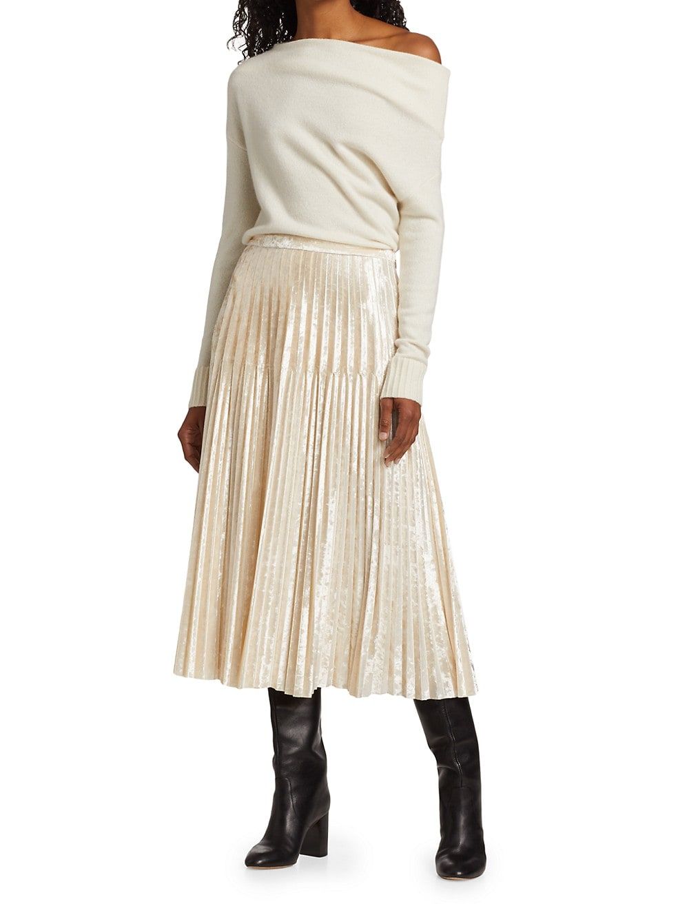 Sloan Velvet Pleated Midi Skirt | Saks Fifth Avenue