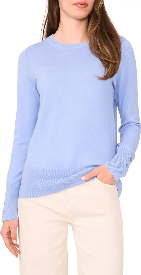 Halogen® Button Cuff Crewneck Sweater | Nordstrom | Nordstrom