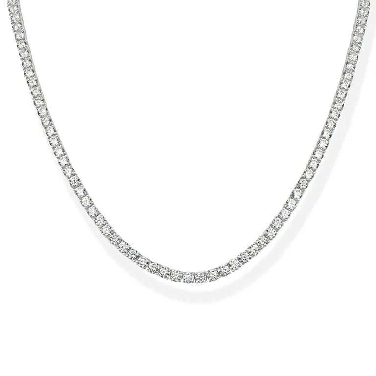 PAVOI 14K White Gold Plated 3mm Simulated Diamond Tennis Necklace for Women | Tennis Chain | Chun... | Walmart (US)