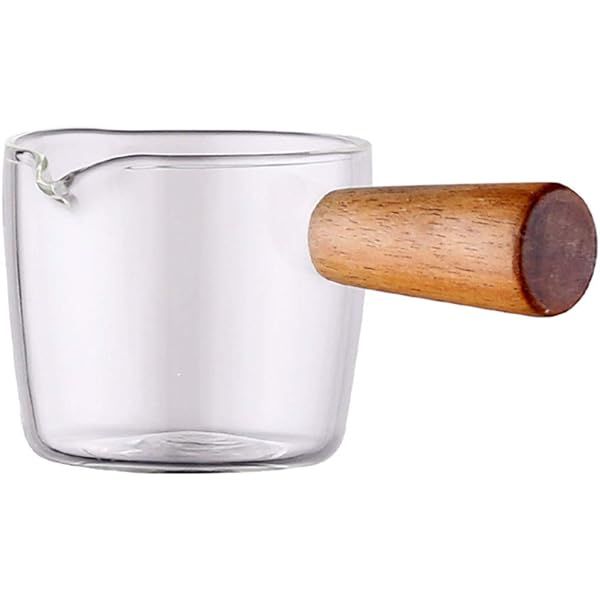 Glass Creamer Coffee Milk Sauce Serving Pitcher/Creamer Jug with Wood Handle | Amazon (US)