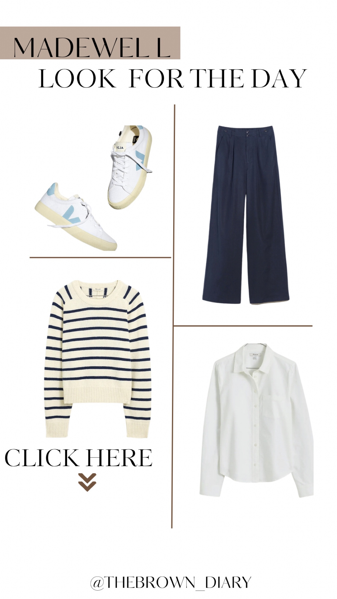 Outfit inspo from Madewell #trousers #vejasneaker #stripessweater #whitebuttonshirt 

#LTKxMadewell #LTKmidsize #LTKover40