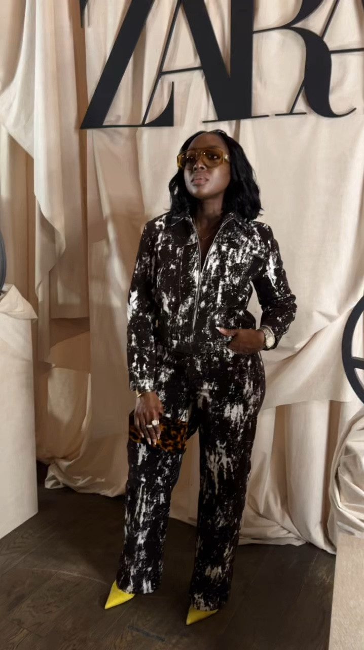 Think sturdy, velvet with this set. Wearing a M in the top and 12 on the bottom, since there’s no stretch and I wanted a loose fit.

#LTKBeauty #LTKStyleTip #LTKNYFW