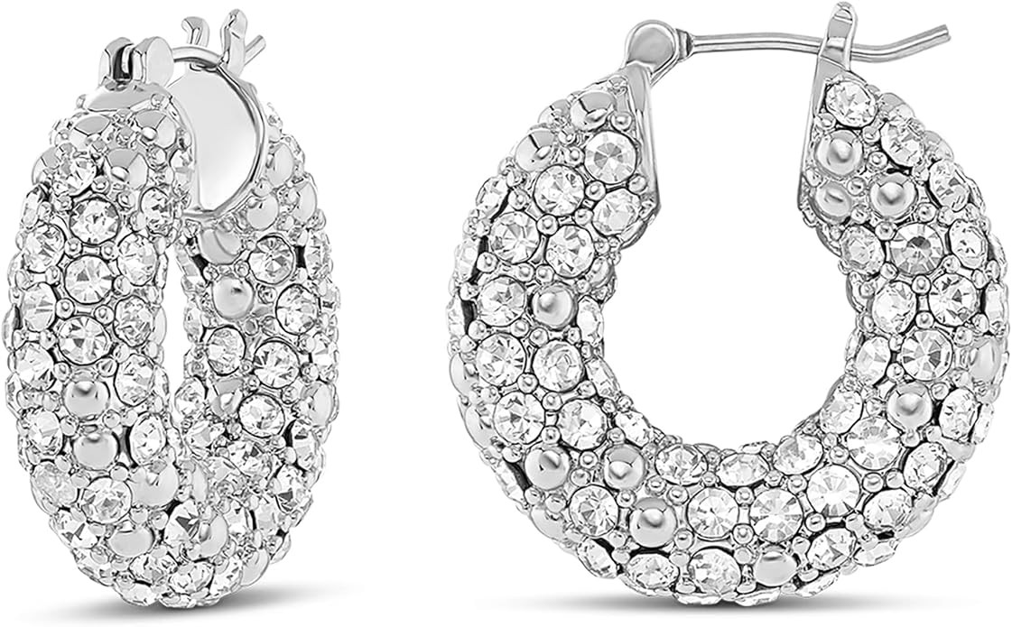 Amazon Essentials Pave Glass Rounded Hoop | Amazon (US)