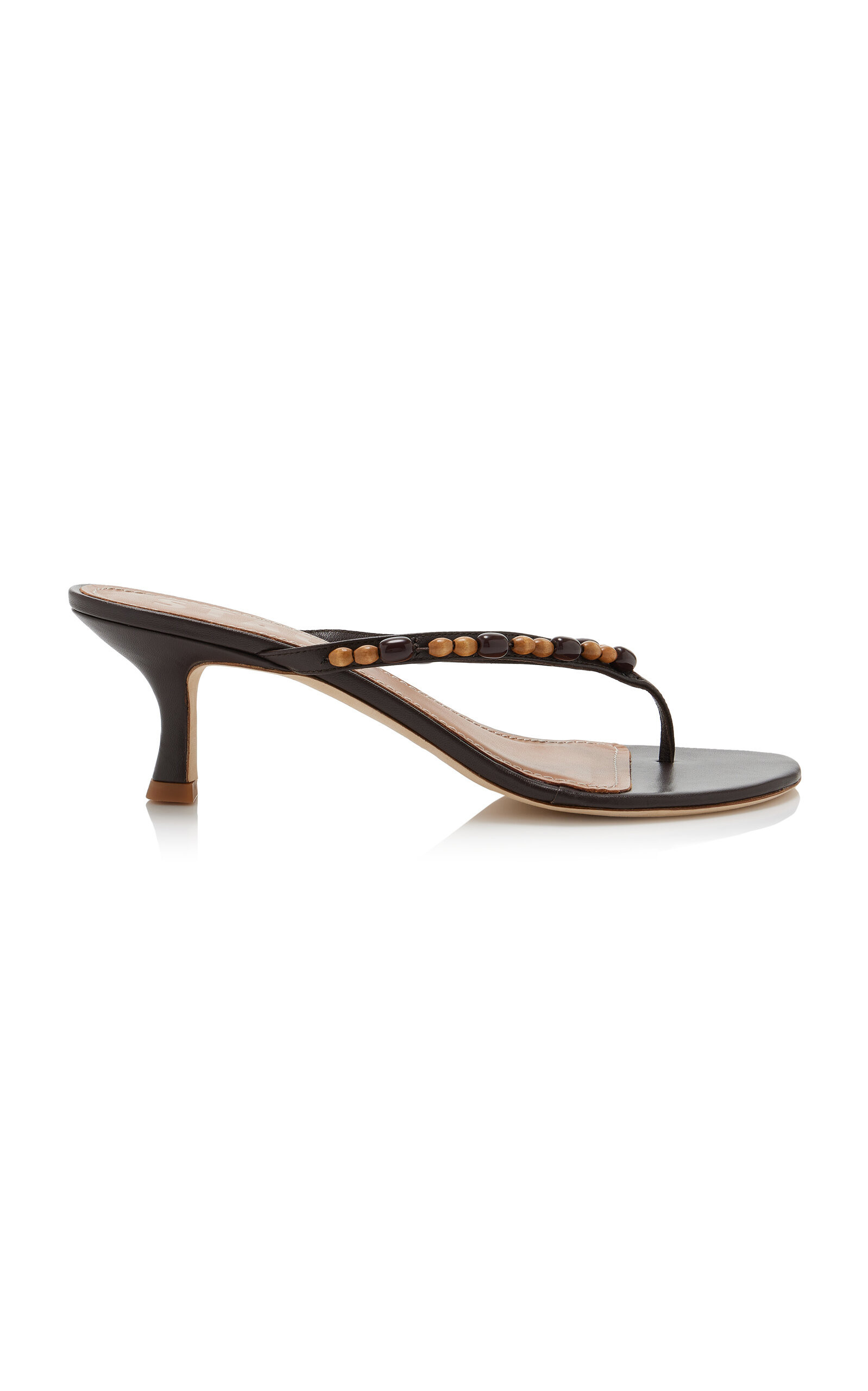 STAUD Freja Beaded Leather Thong Sandals - Moda Operandi | Moda Operandi (Global)