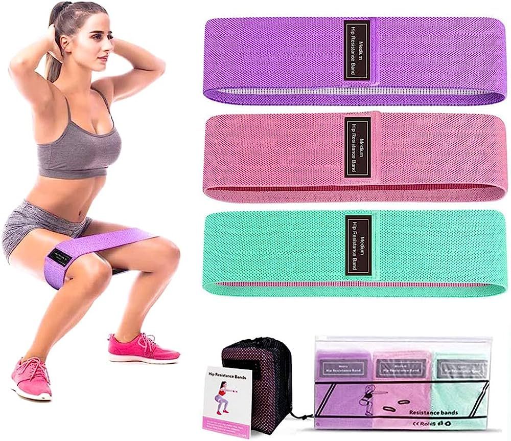 Fabric Resistance Bands for Women, Cloth Booty Bands for Working Out, Stretch Bands for Ex... | Amazon (US)