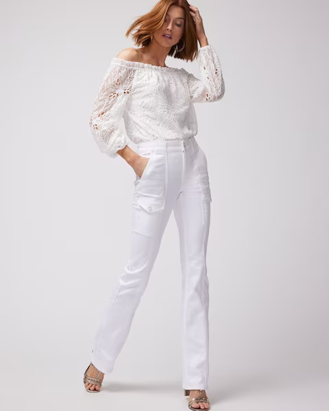 High-Rise Cargo Skinny Flare Jeans | White House Black Market