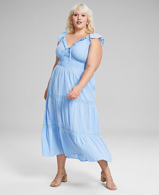 And Now This Trendy Plus Cotton Ruffle-Trim Tiered Maxi Dress, Created for Macy's - Macy's | Macy's