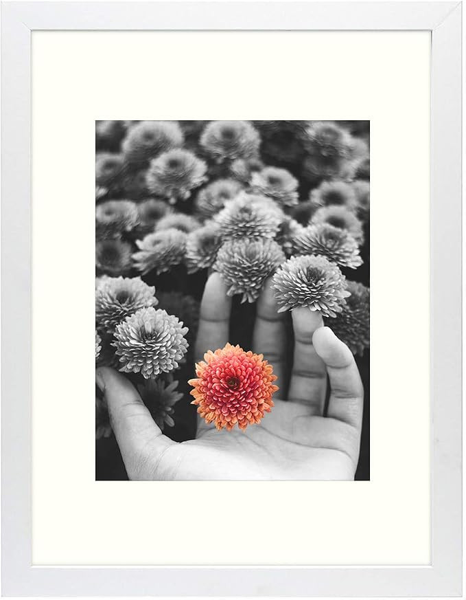 Frametory, 12x16 White Picture Frame - Made to Display Pictures 8.5x11 Photo with Ivory Color Mat... | Amazon (US)
