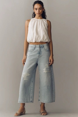 Pilcro Lyra High-Rise Crop Wide-Leg Distressed Jeans | Anthropologie (US)