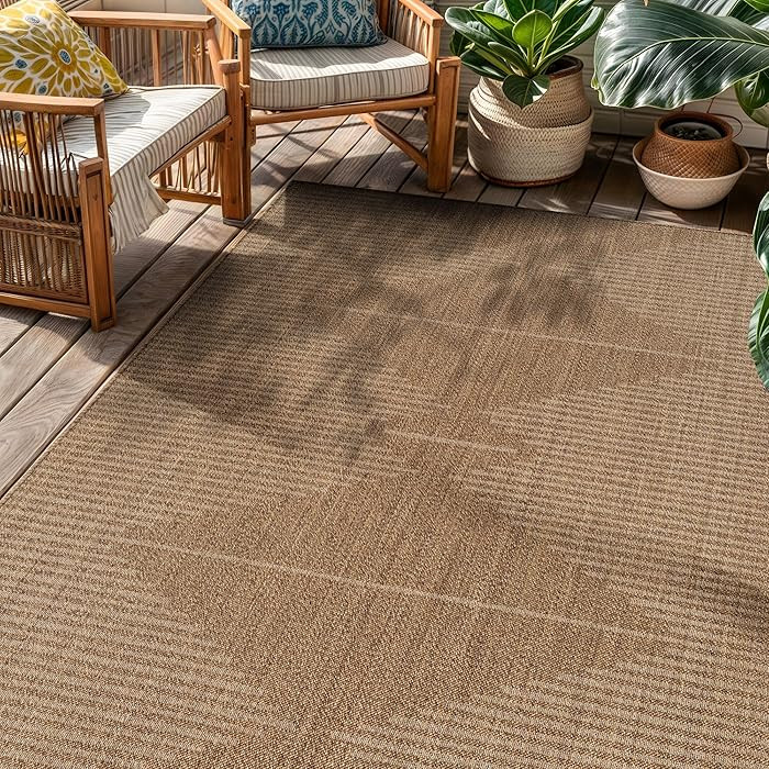 Rugshop Geometric Indoor Outdoor Flat Woven Area Rug,Natural Jute-Style,Easy-Care Patio Rug for B... | Amazon (US)