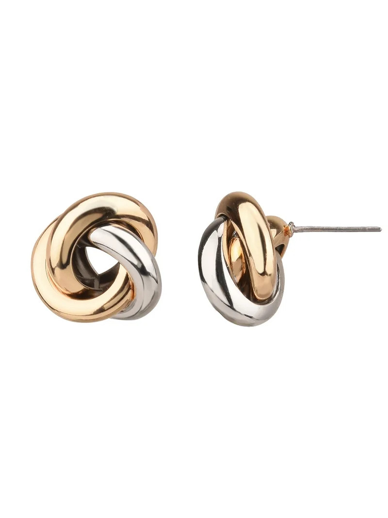 Time and Tru Adult Women's Gold Tone and Silver Tone Knot Post Metal Earring | Walmart (US)