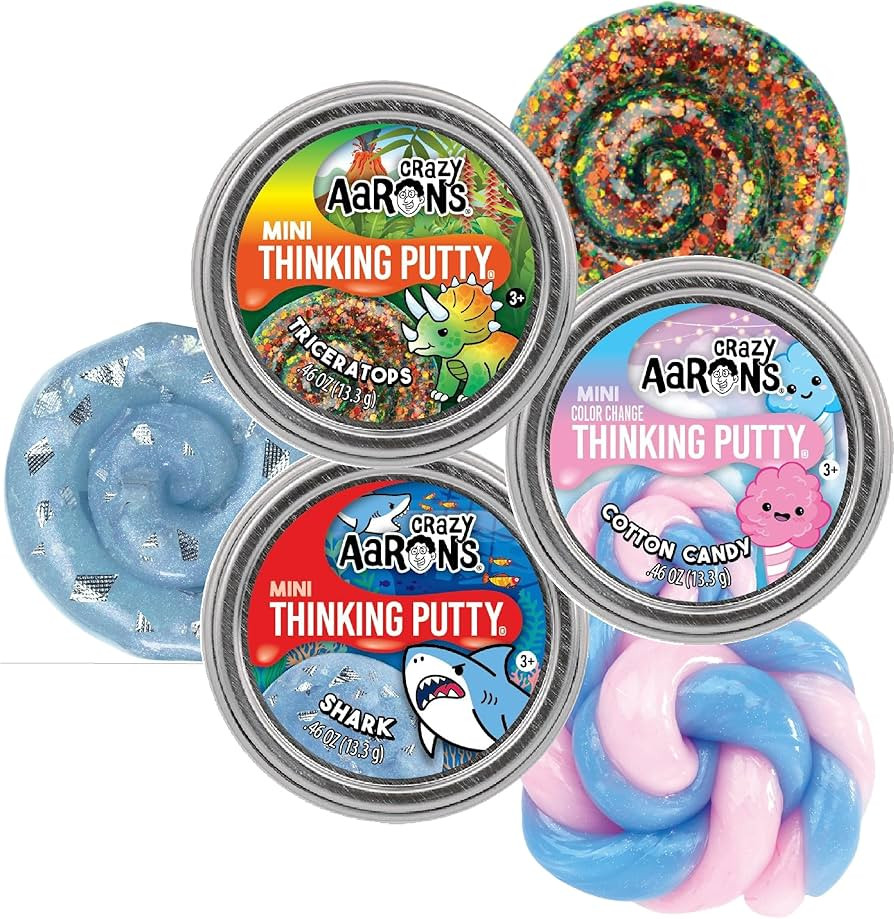 Crazy Aaron's Putty Mini Tins Triceratops, Cotton Candy & Shark Gift Set Bundle - 3 Pack (13.3g E... | Amazon (US)