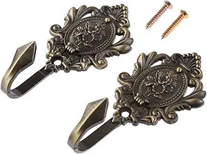 Hicello 2Pcs Curtain Tiebacks Hook Vintage Bronze Rose Pattern Carved Wall Hooks Key Hook Clothes... | Amazon (US)
