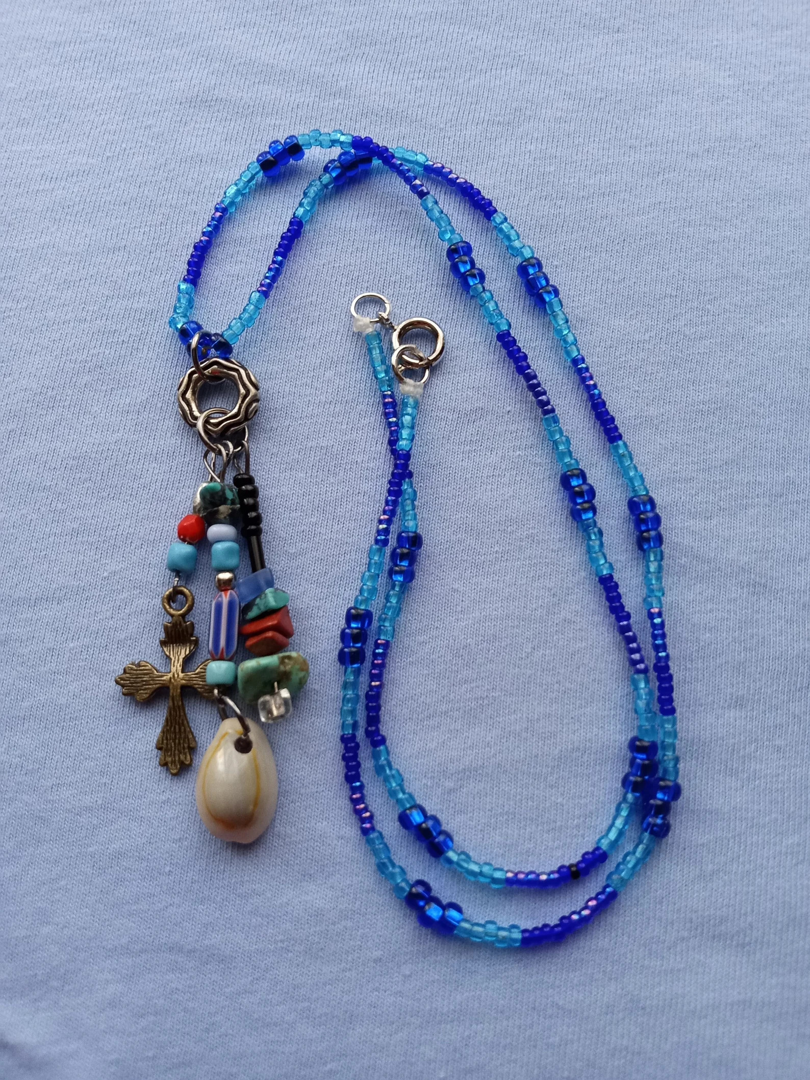 Blue beaded necklace, Multi charm beaded necklace, blue beaded jewelry, turquoise and gemstones c... | Etsy (Global)
