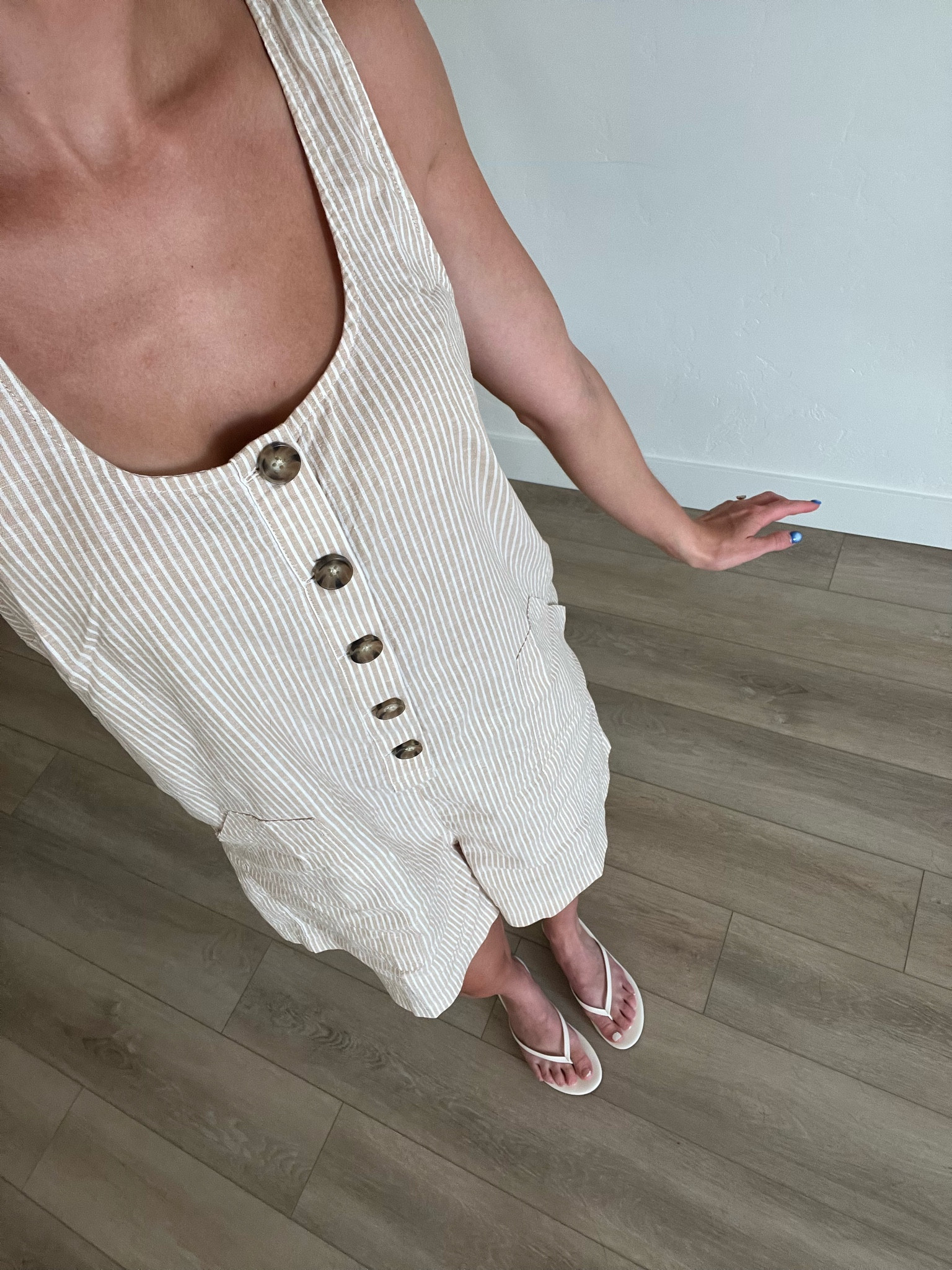 The CUTEST and COMFIEST romper from Marine Layer!!! It’s tan and white striped and I’m obsessed with her!! Wearing size medium! 

#LTKSeasonal #LTKSwim