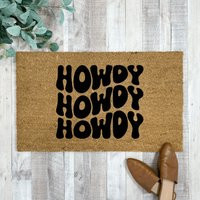 Howdy Doormat, Retro Apartment Porch Decor, Cute Front Door Mat, Doormat Layering Rug, Coir Mats | Etsy (US)