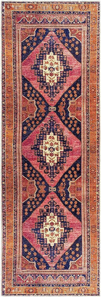 Malamote Boho Vintage Colorful Runner Rug - Farmhouse Traditional Medallion Carpet for Hallway, K... | Amazon (US)