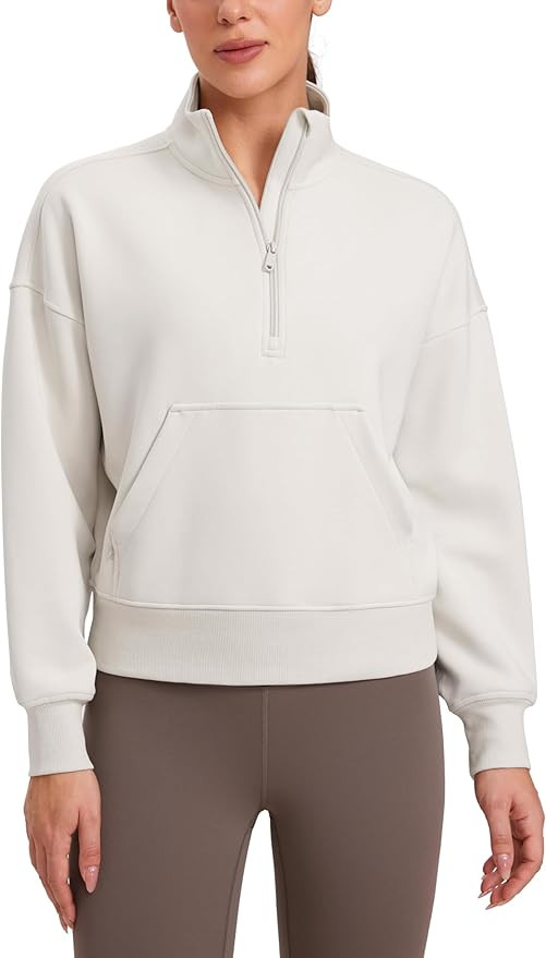 CRZ YOGA SoftAura Half Zip Sweatshirt for Women - Pullover Workout Casual Funnel Neck Sweat Shirt... | Amazon (US)