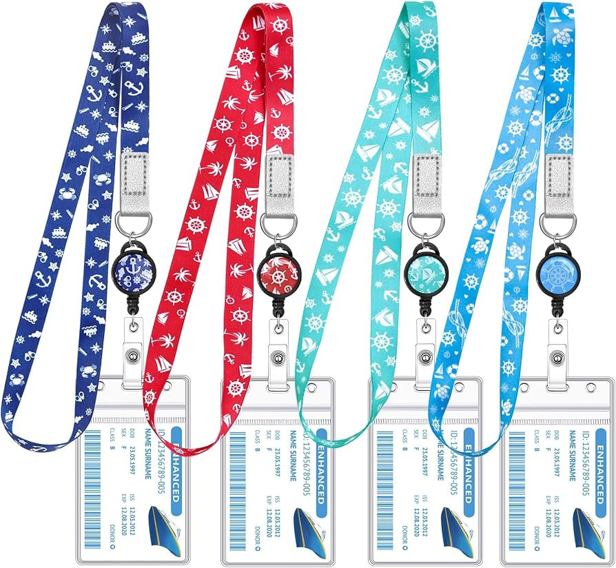 4 Pack Cruise Lanyard for Ship Cards Lanyards with Retractable Badge Reels Waterproof ID Badge Ho... | Amazon (US)