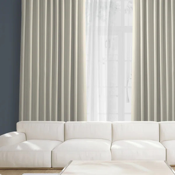 Faux Linen Textured Room Darkening Curtains for Bedroom & Living Room Curtains Single Panel | Wayfair North America