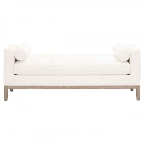 Essentials for Living Keaton Upholstered Bench LiveSmart Peyton-Pearl, Natural Gray Oak | Gracious Style