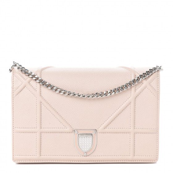 CHRISTIAN DIOR Grained Calfskin Diorama Wallet on Chain Pouch Nude | FASHIONPHILE | Fashionphile