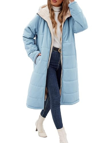 Wiepux Puffer Jacket Womens Black Coat Chaquetas de Invierno Abrigos de Mujer Ladies Down Jacket,Light Blue,XXL | Amazon (US)