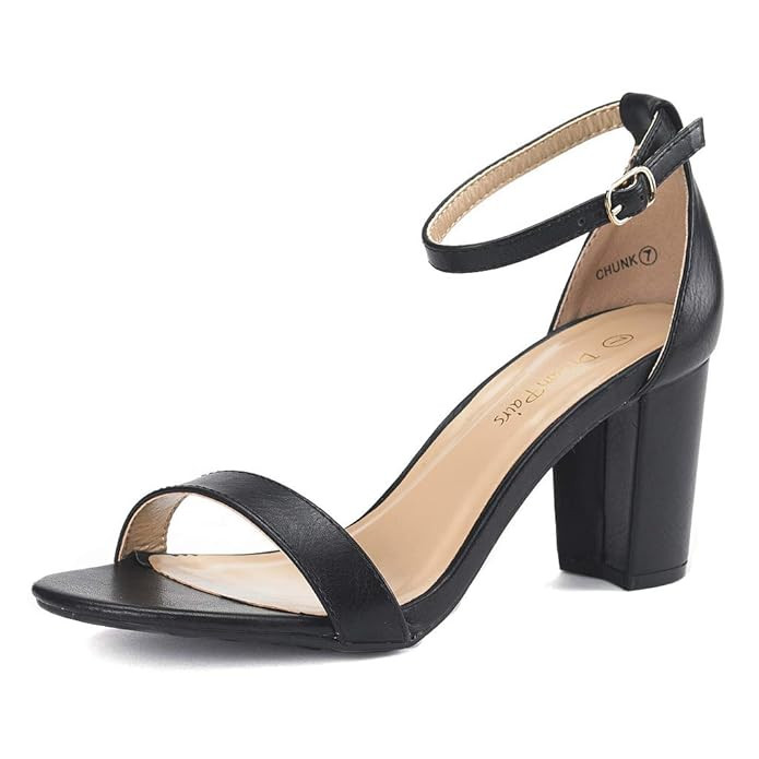 DREAM PAIRS Women's Chunk Low Heel Pump Sandals | Amazon (US)